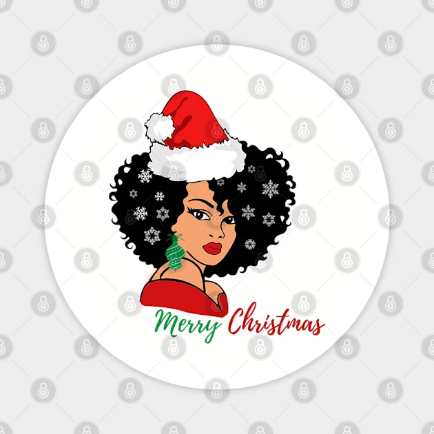 Black Woman Santa, Black Mrs Santa Claus, African American Santa, Merry Christmas Magnet by UrbanLifeApparel